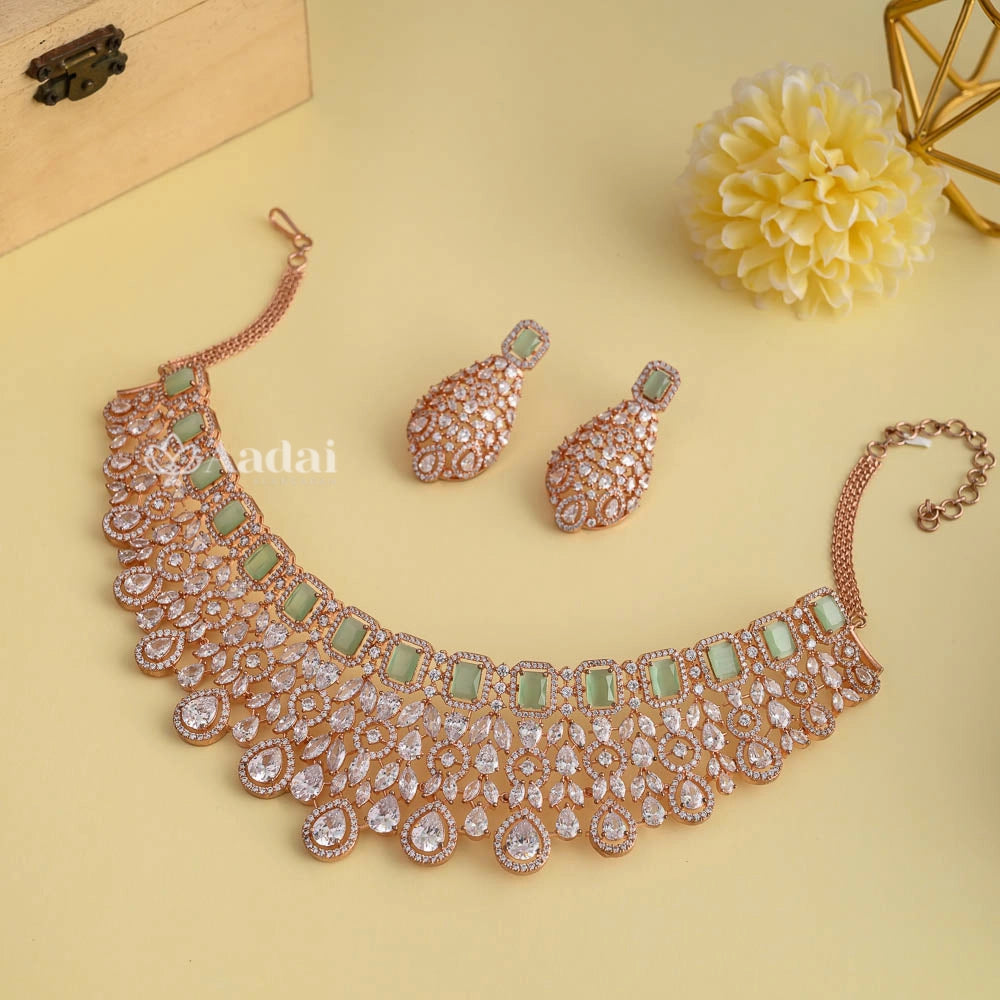 CZ Mint green Premium quality designer bridal choker