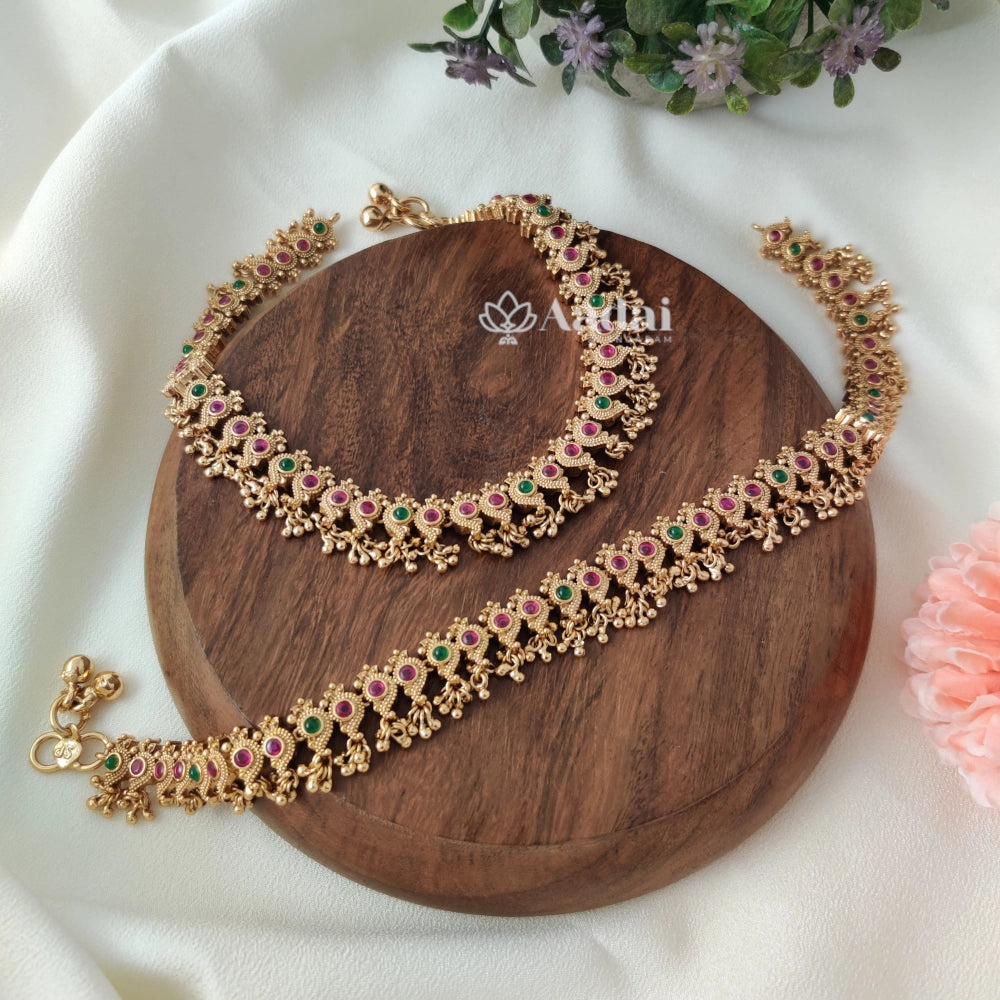 Peacock kemp bridal anklet