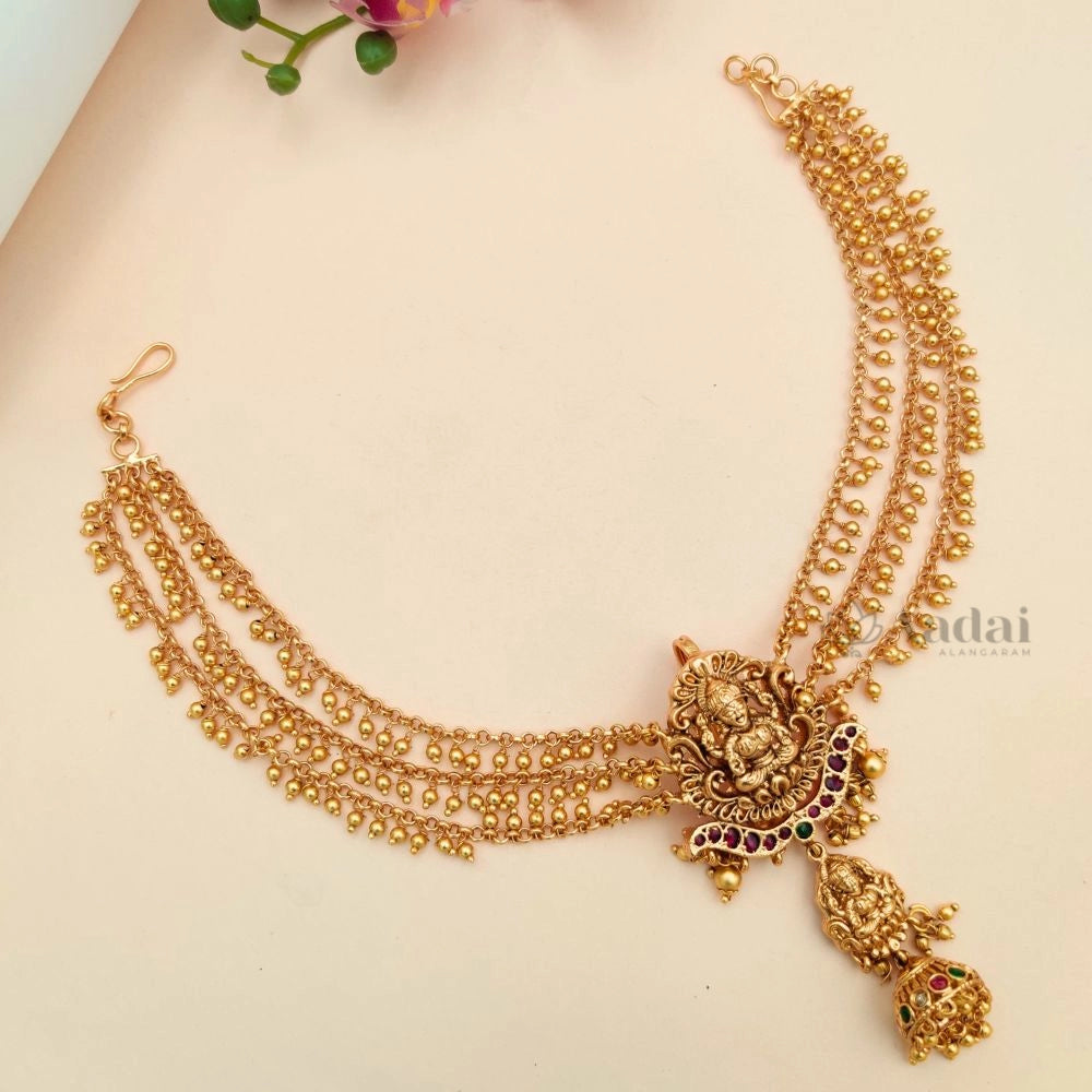 Kemp Antique Jadai Billai with Mattal - Gold