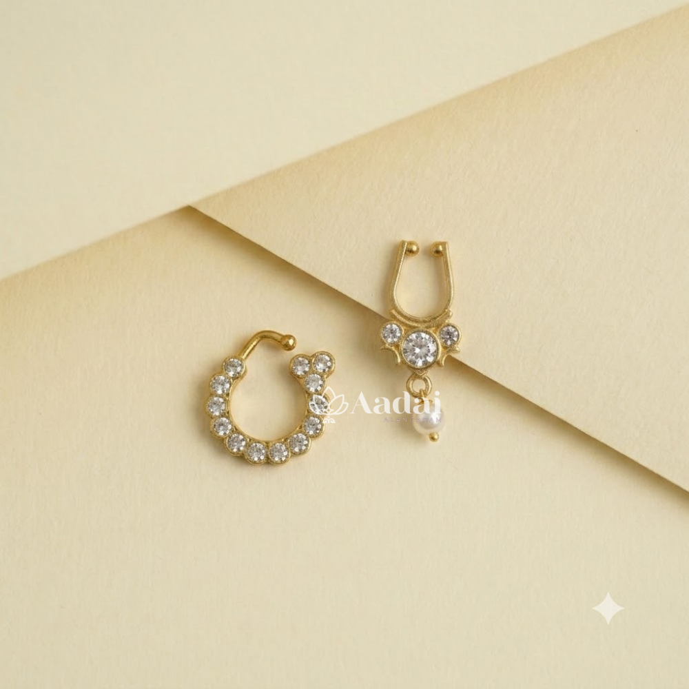 Twinkle Classic Nose Pin With Septum - White