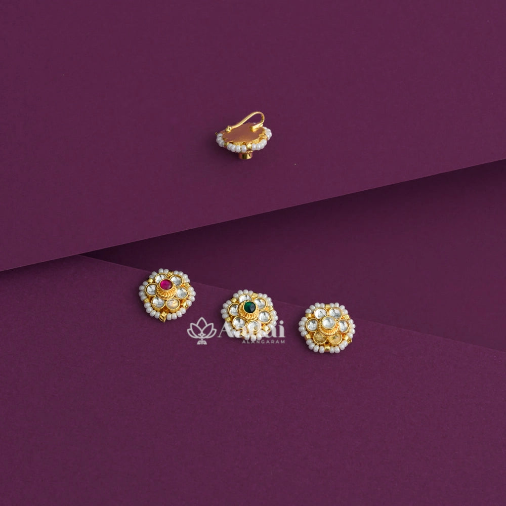 Pearl With Kundan Nose Pin