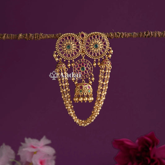 Kemp Jhumka Jadai Billai Gold Cluster Hangings
