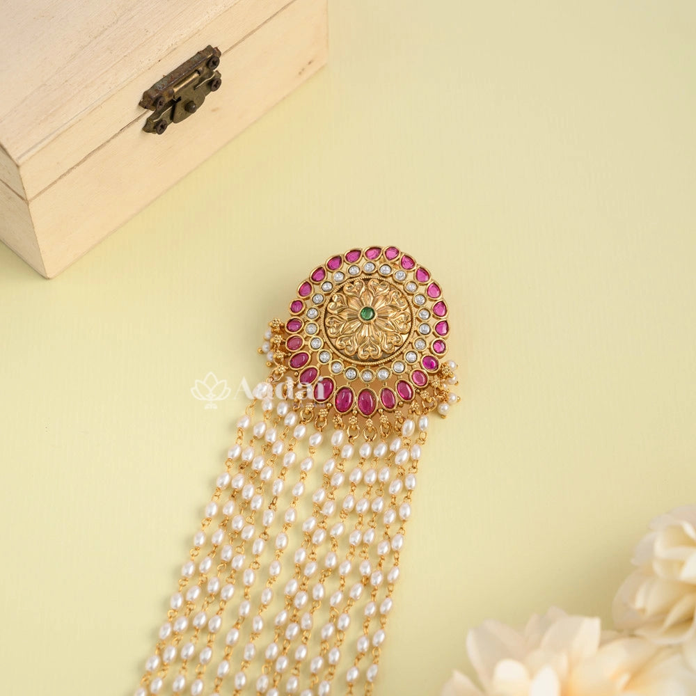 Floral Kemp Pearl Hanging Jadai Billai