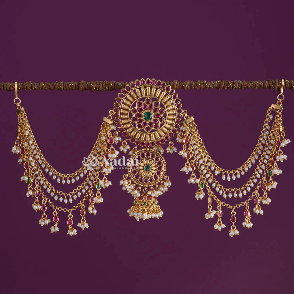 Chakkara Floral Kemp Jadai Billai With Mattal