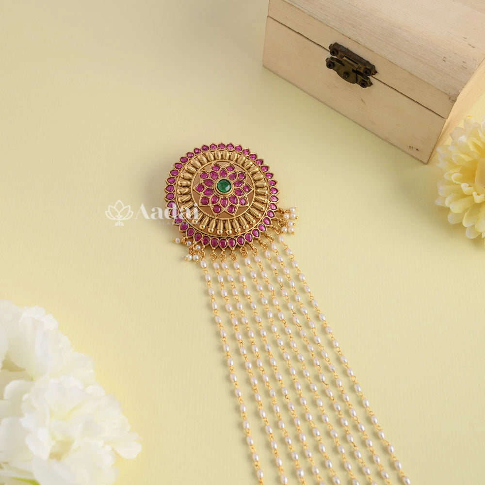 Flower Chakkara Kemp Pearl Hanging Drop