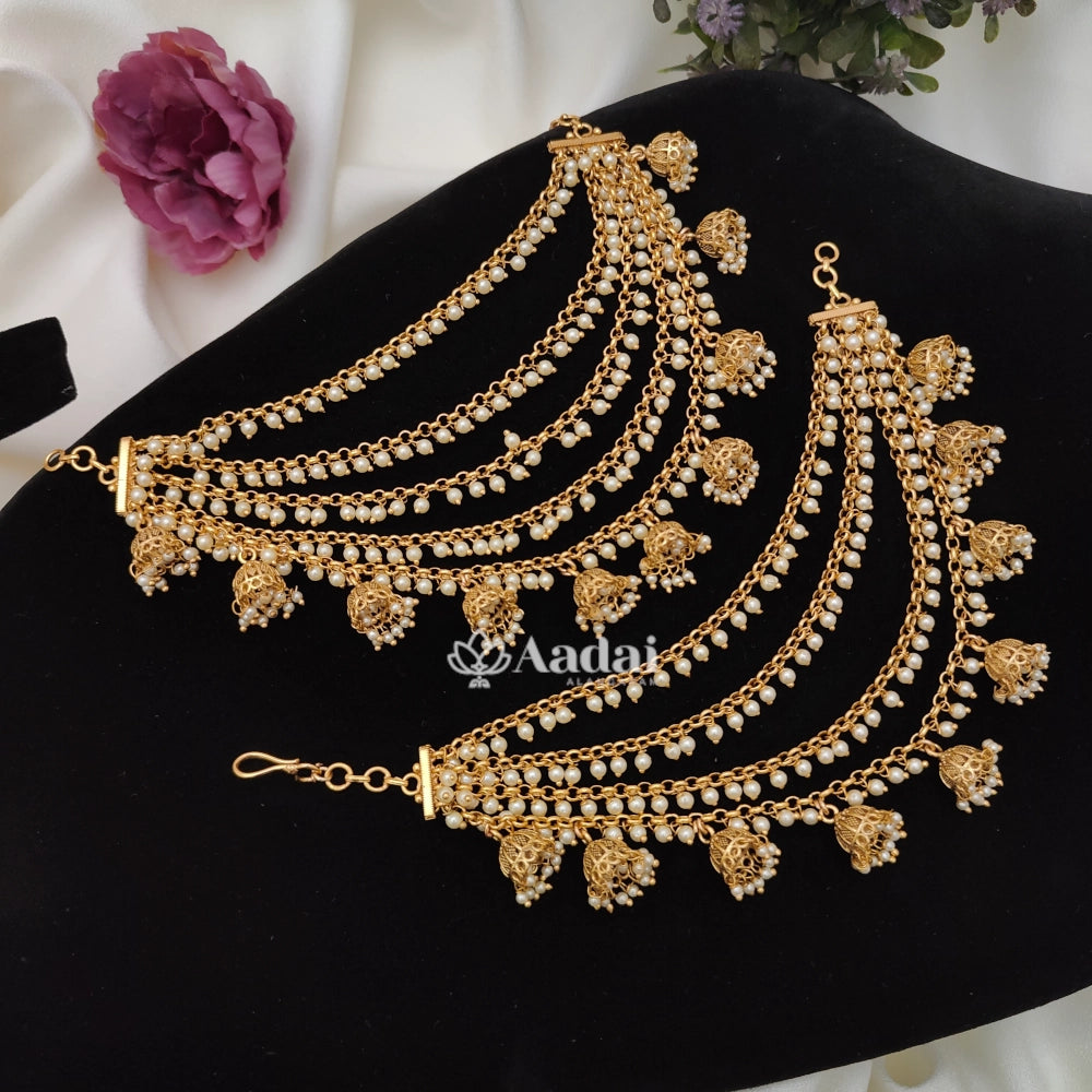 Bridal jhumka hangings layer mattal – Aadai Alangaram