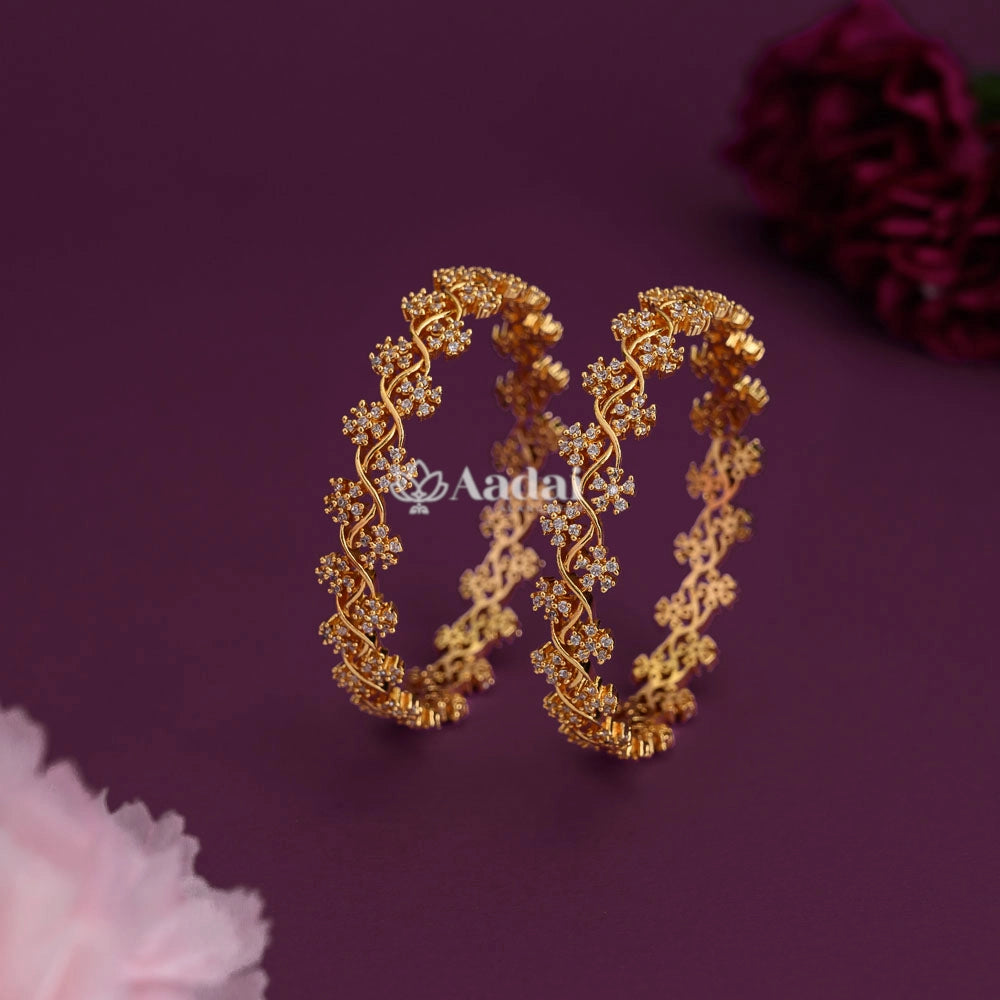 Floral AD stone bangle - White