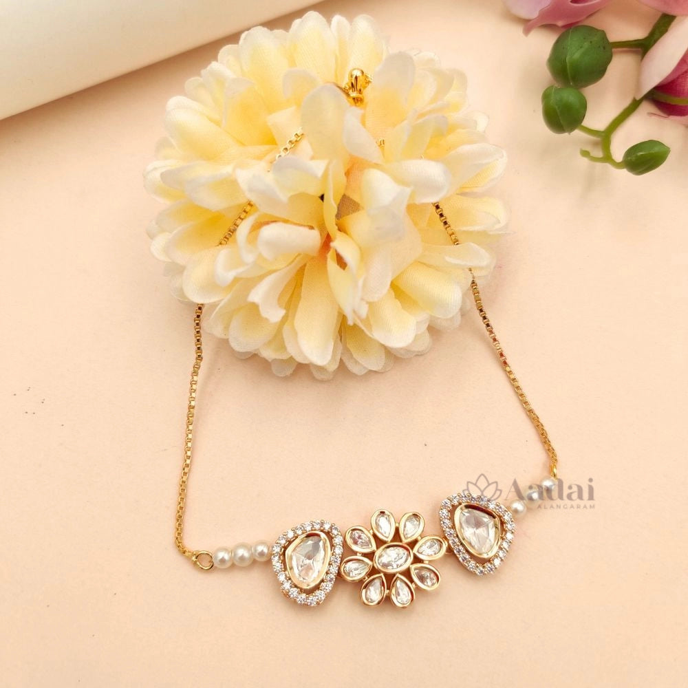 Floral Kundan with Polki Bracelet