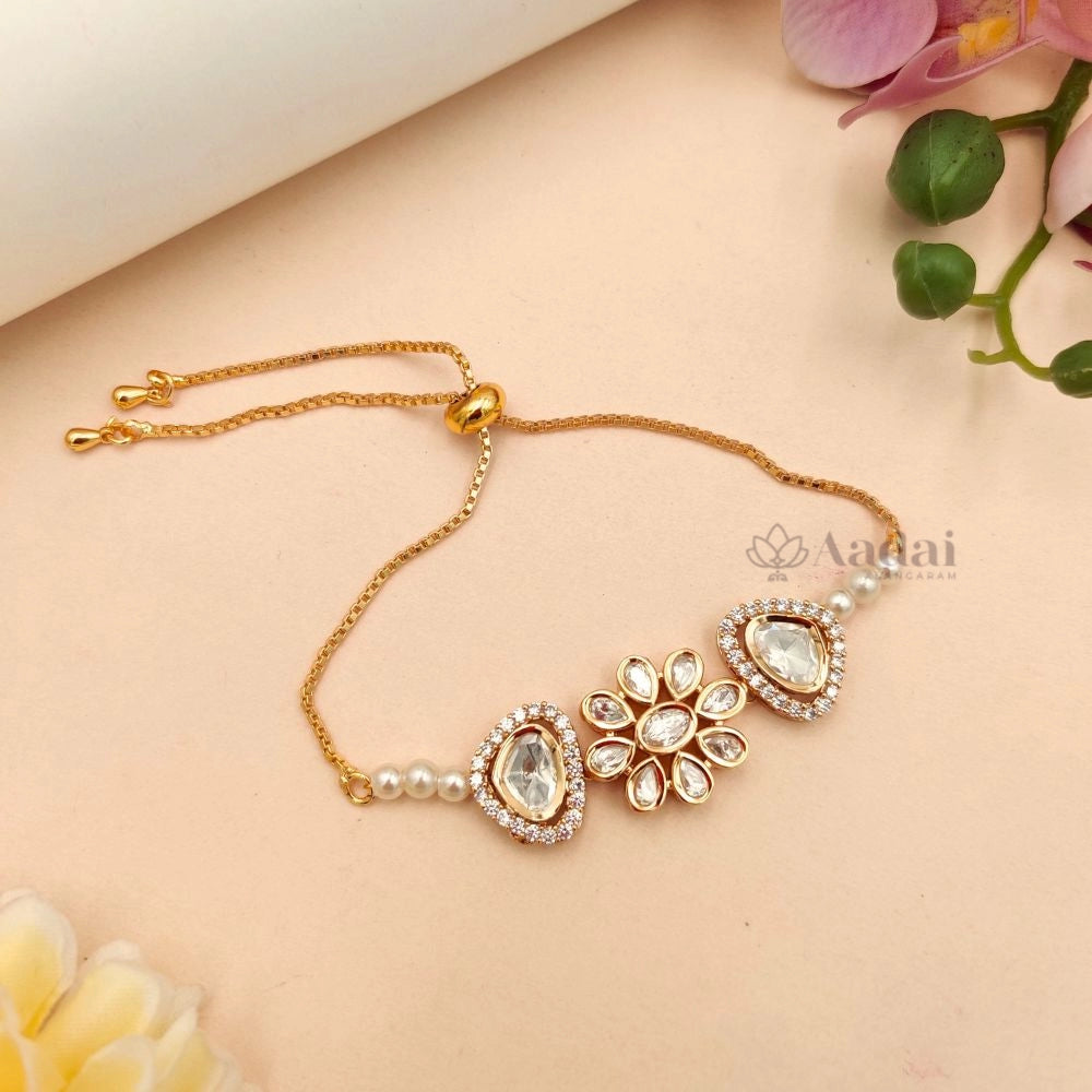Floral Kundan with Polki Bracelet