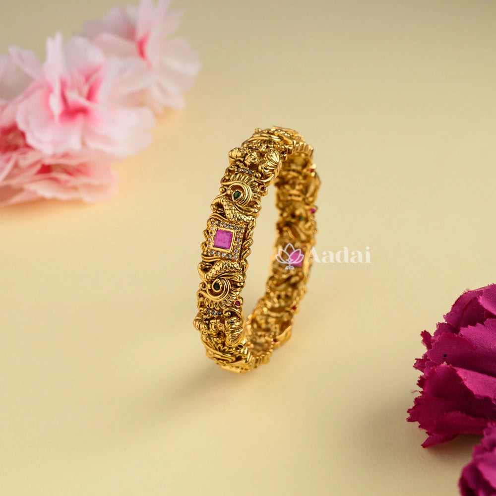 Heritage Style Peacock Kada Bangle