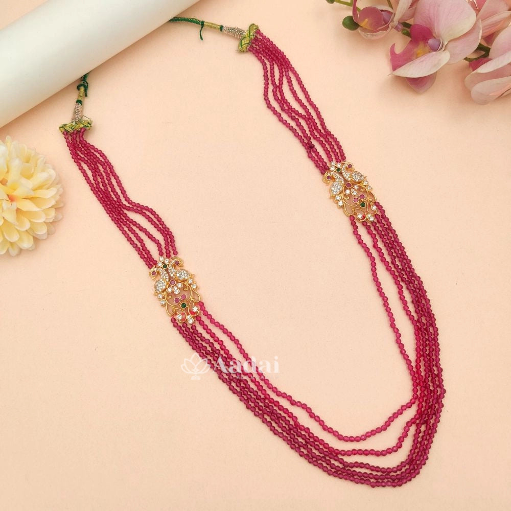 Layer Peacock Mogappu Beaded Chain