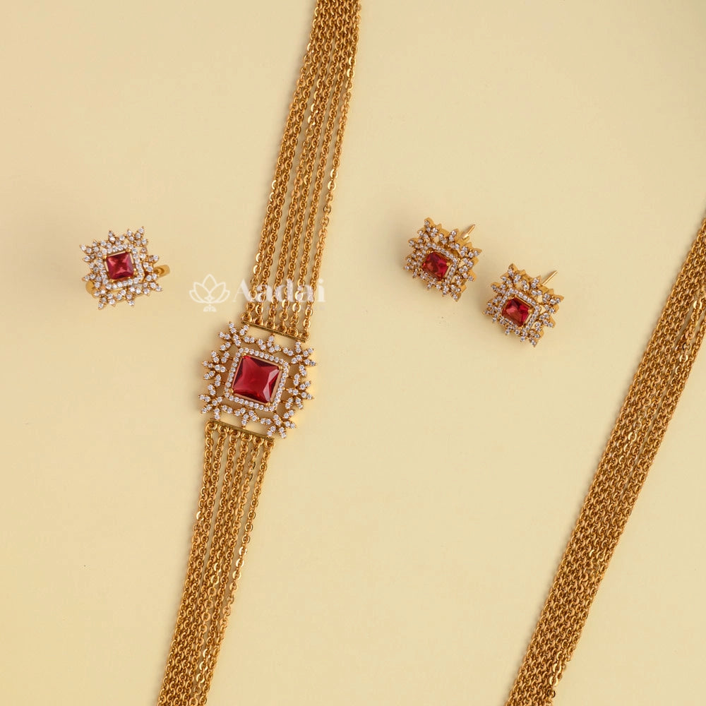 Chandraharam Combo Set - Red Stone
