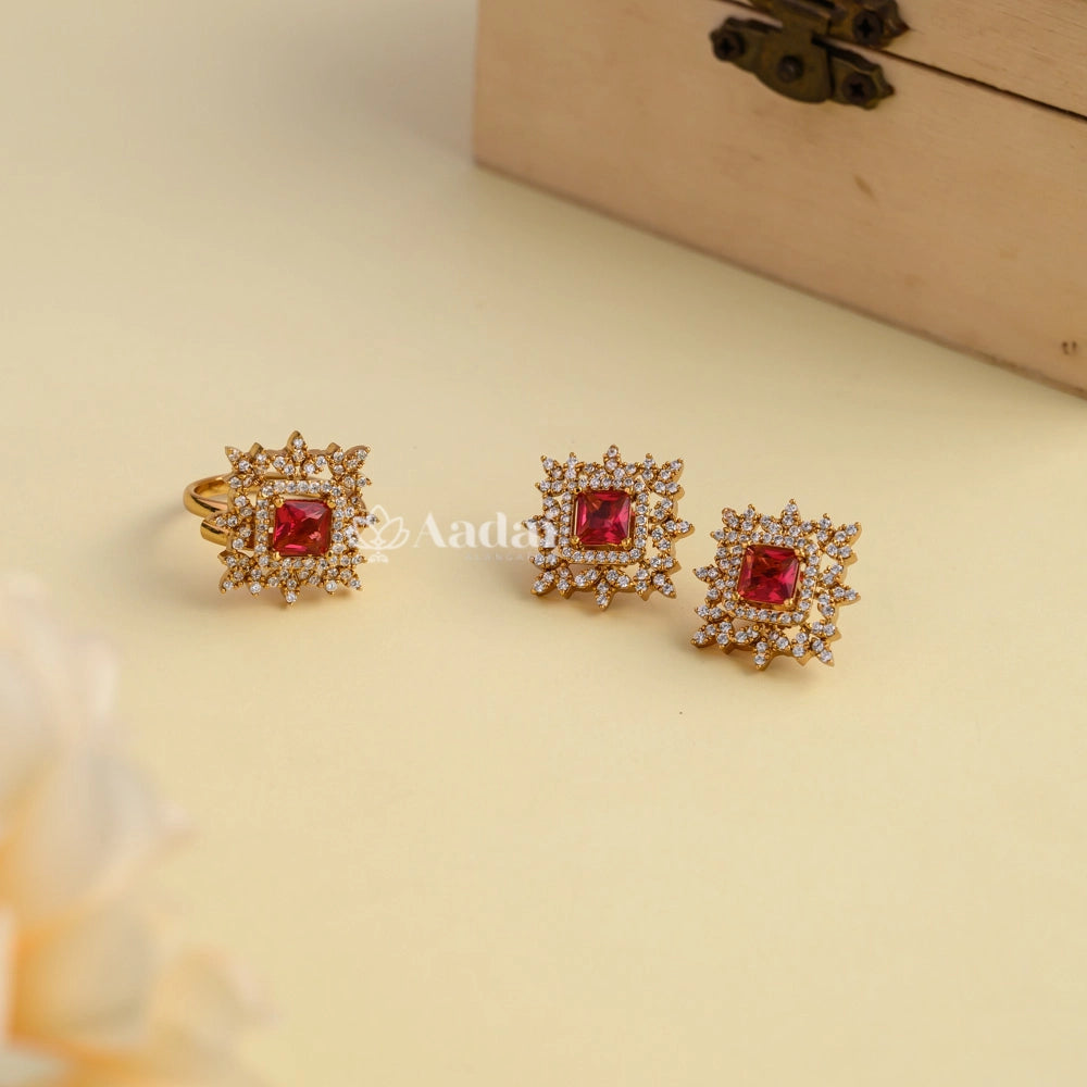 Chandraharam Combo Set - Red Stone
