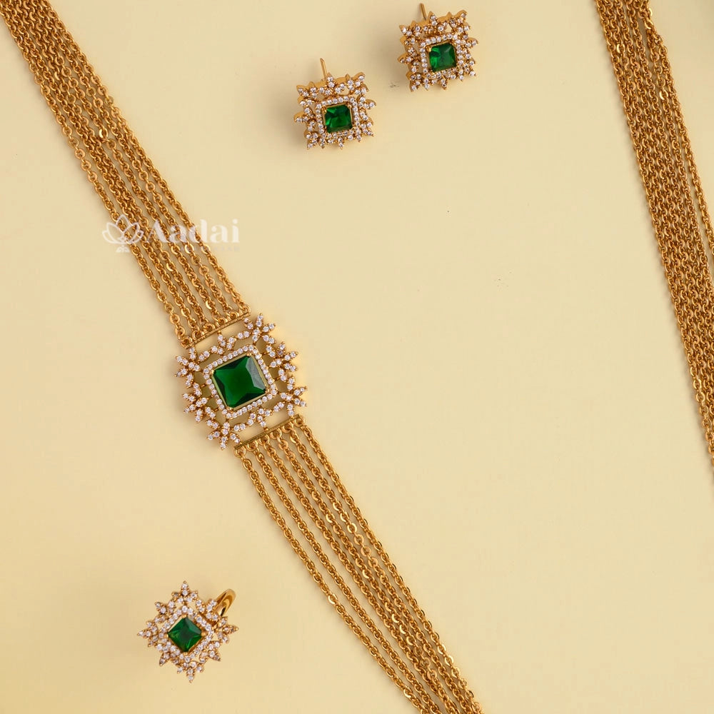 Chandraharam Combo Set - Green Stone