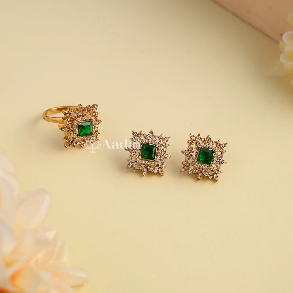 Chandraharam Combo Set - Green Stone