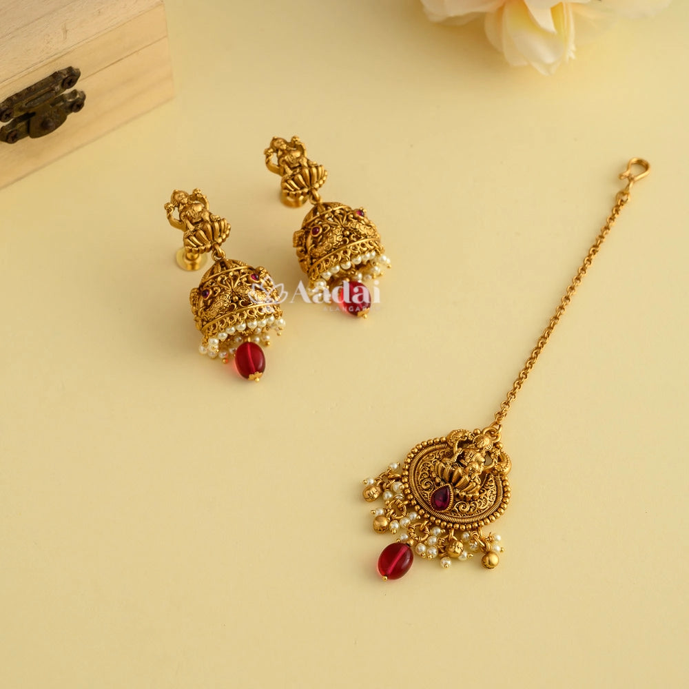 Legendary Laxmi Choker Combo Set - Red