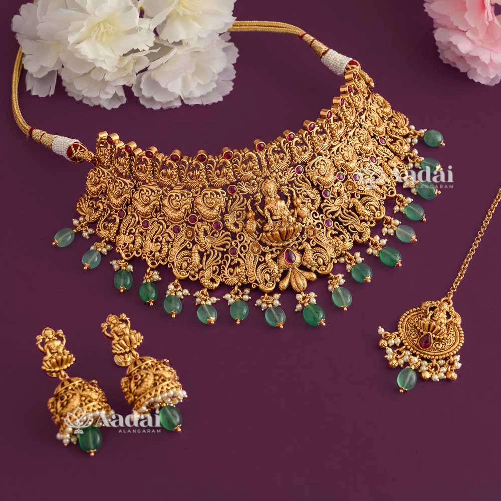 Legendary Laxmi Choker Combo Set - Green