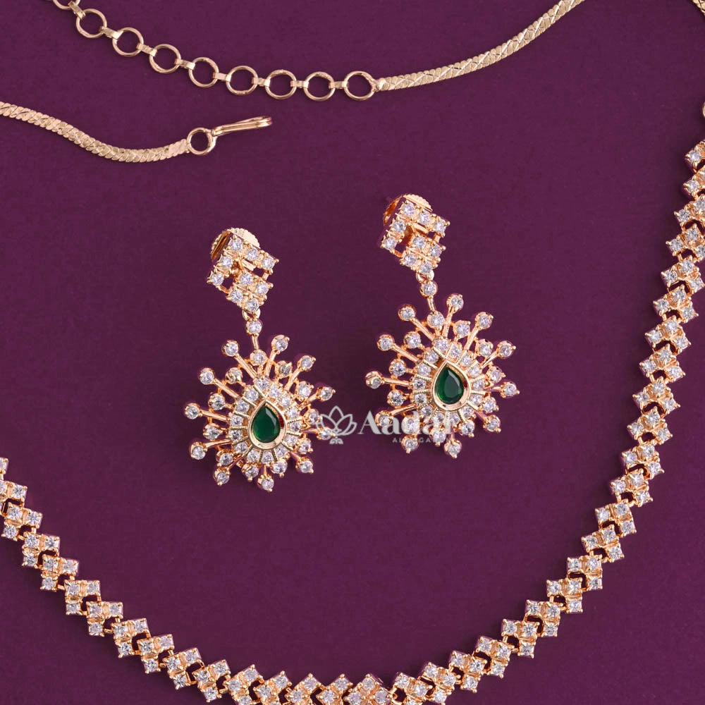Stunning Diamond Replica Necklace - Green