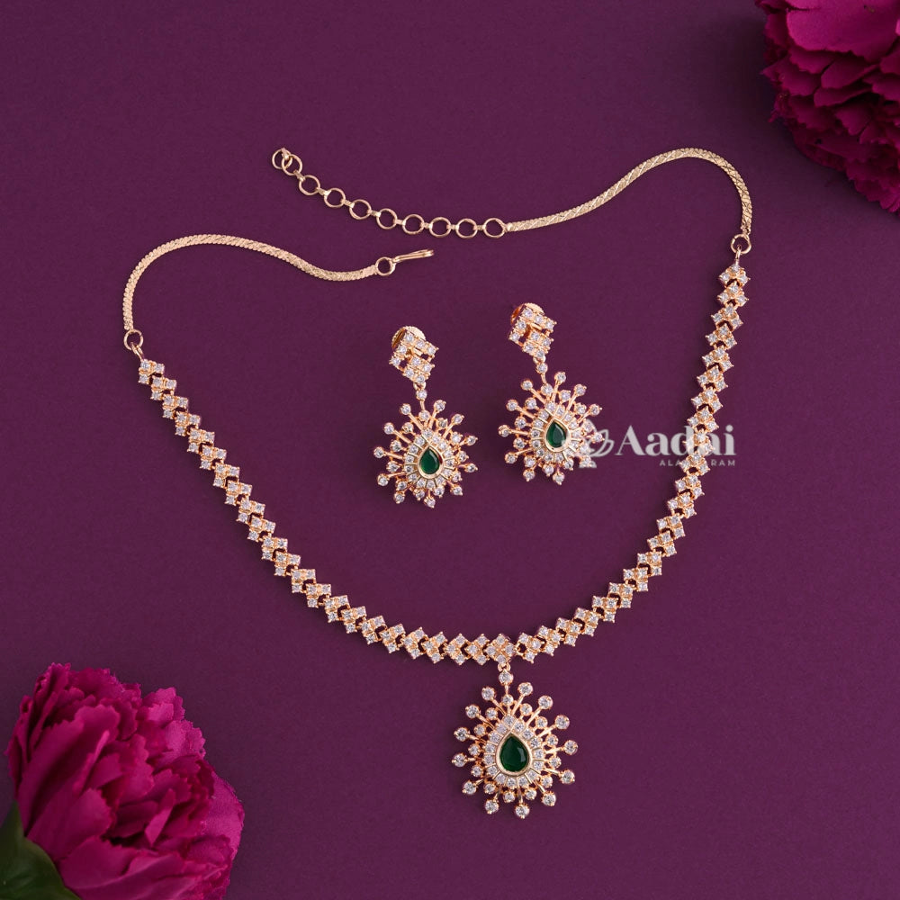 Stunning Diamond Replica Necklace - Green
