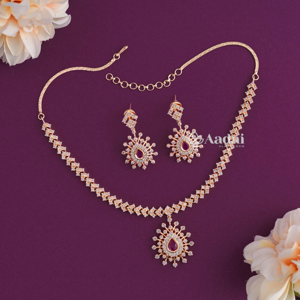 Stunning Diamond Replica Necklace - Ruby