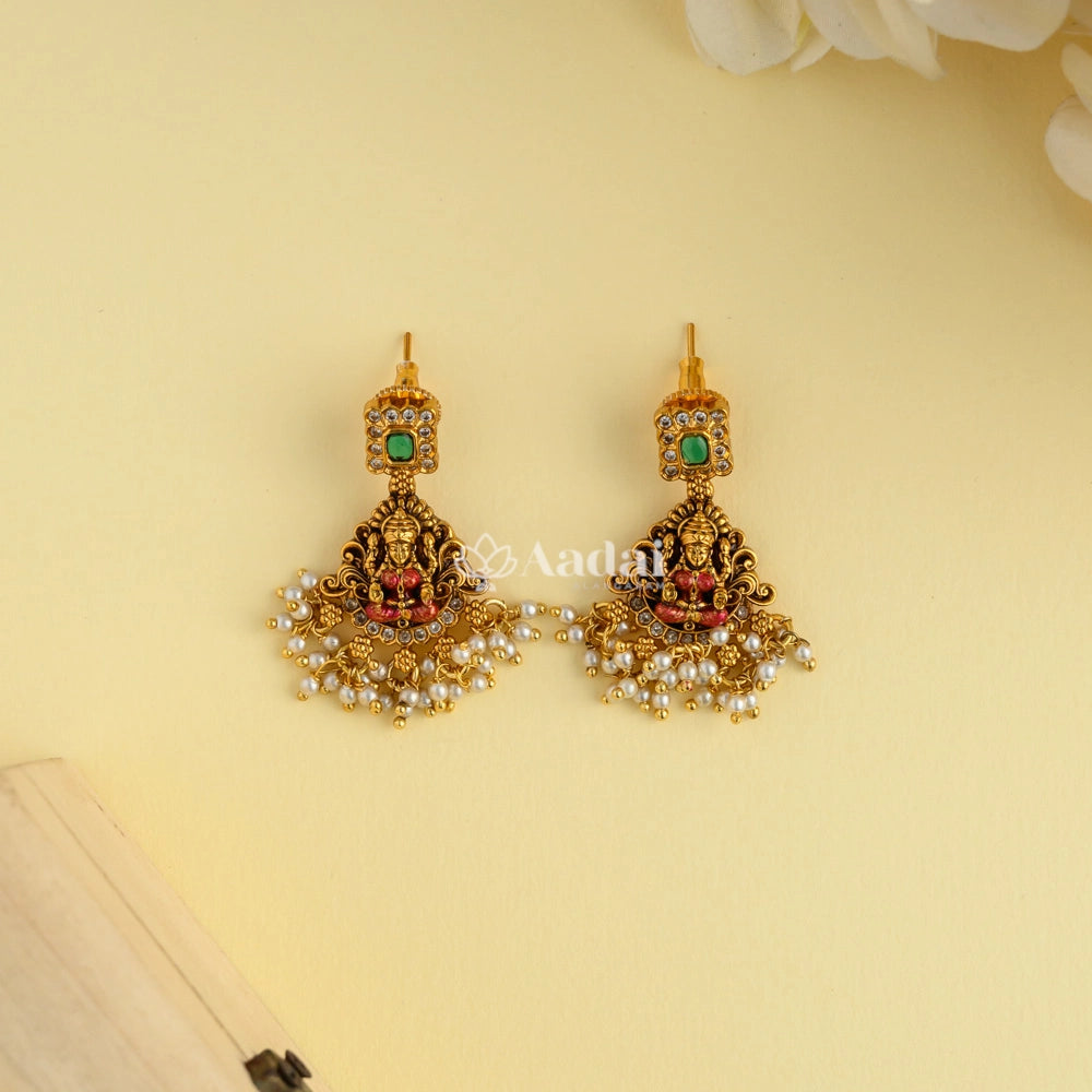 Lakshmi Antique Enamel Cluster Pearl Necklace