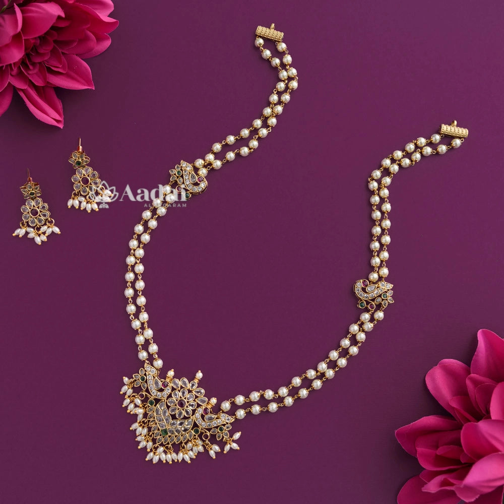 Dual Peacock Mogappu Pearl Mala