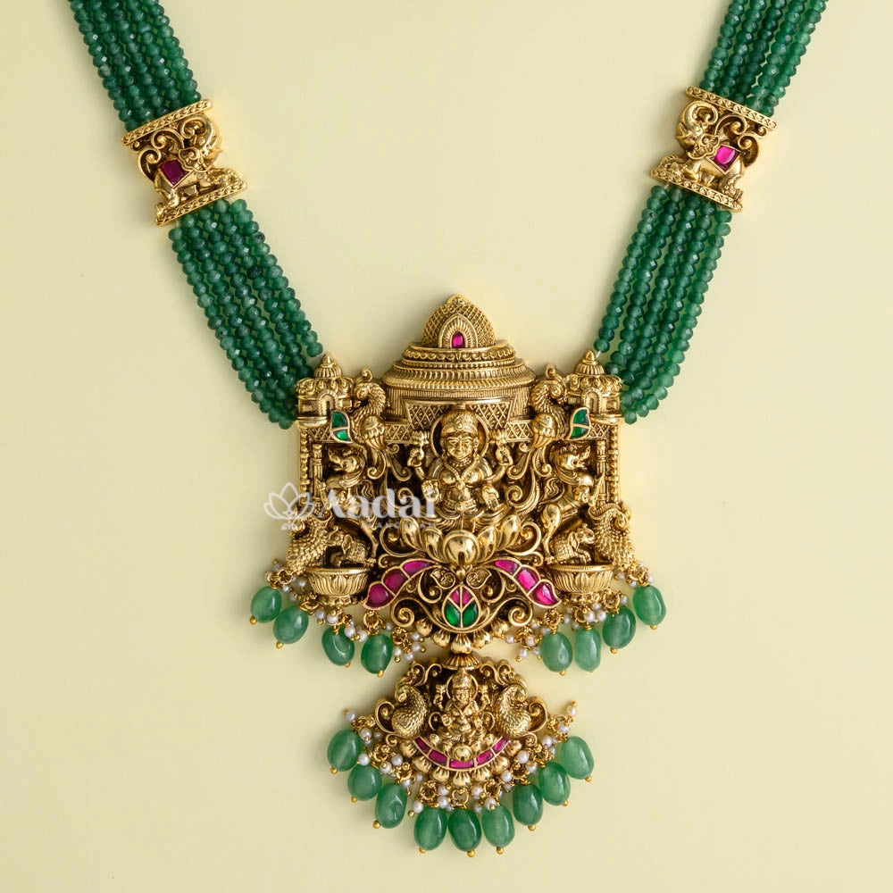 Antique Lakshmi Jadau Mandapam Beaded Haram