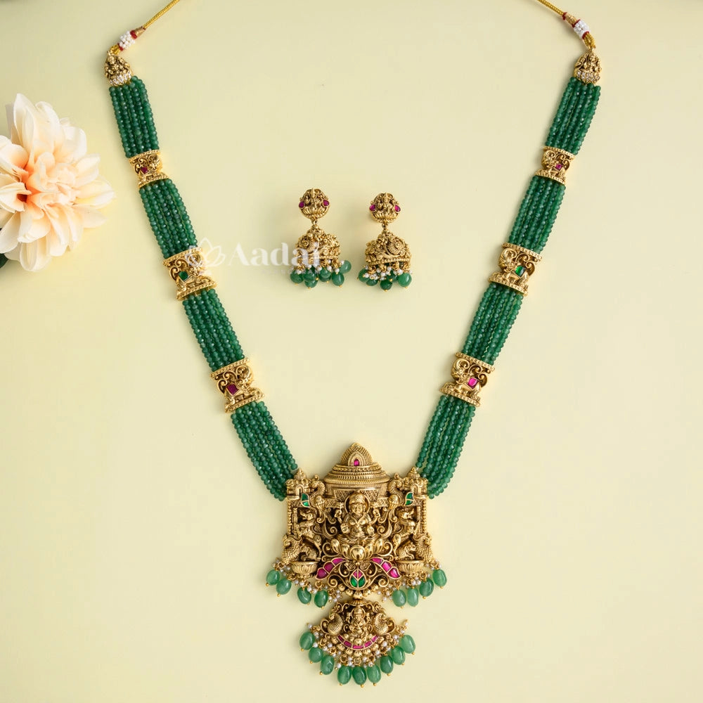 Antique Lakshmi Jadau Mandapam Beaded Haram