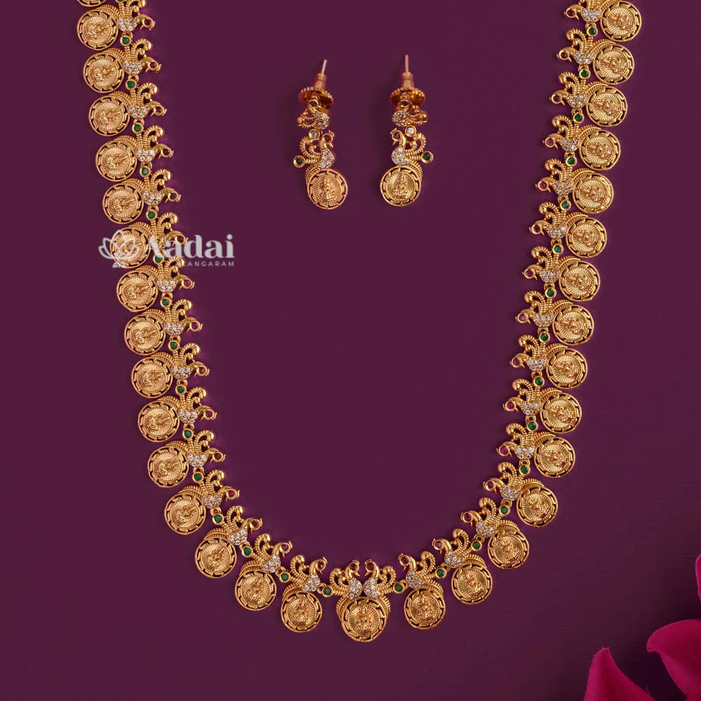 Simple Peacock Lakshmi Kasu Mala Haram