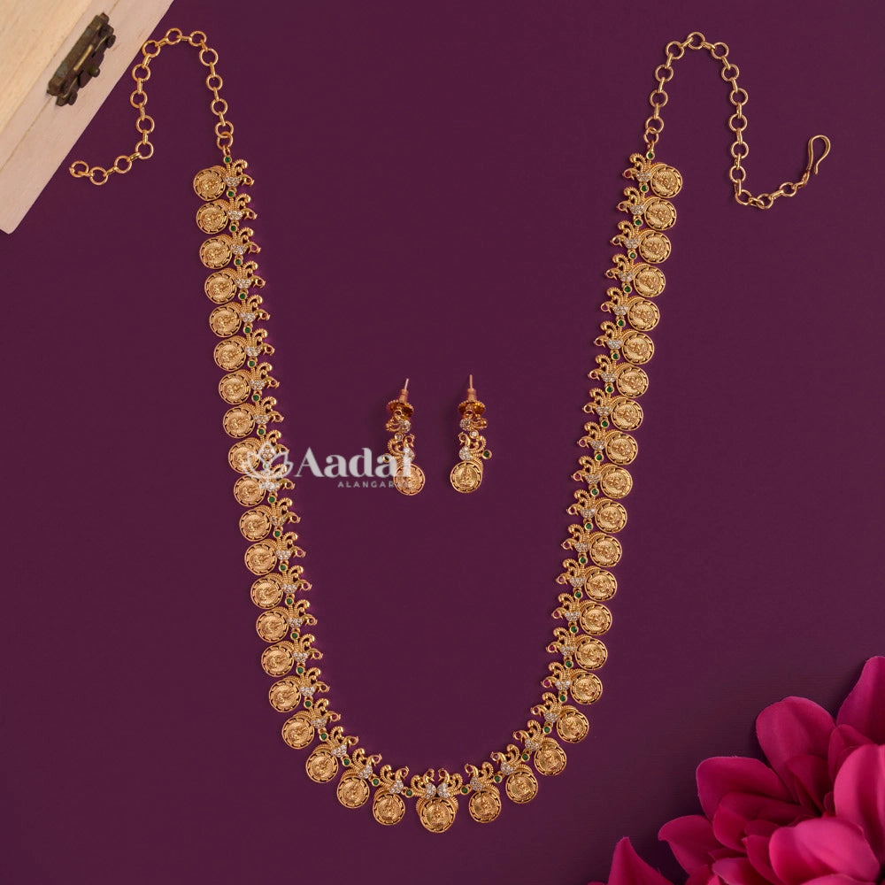 Simple Peacock Lakshmi Kasu Mala Haram