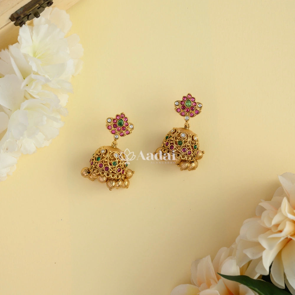 Cycloidal Floral Pendant With Half Beaded Mala