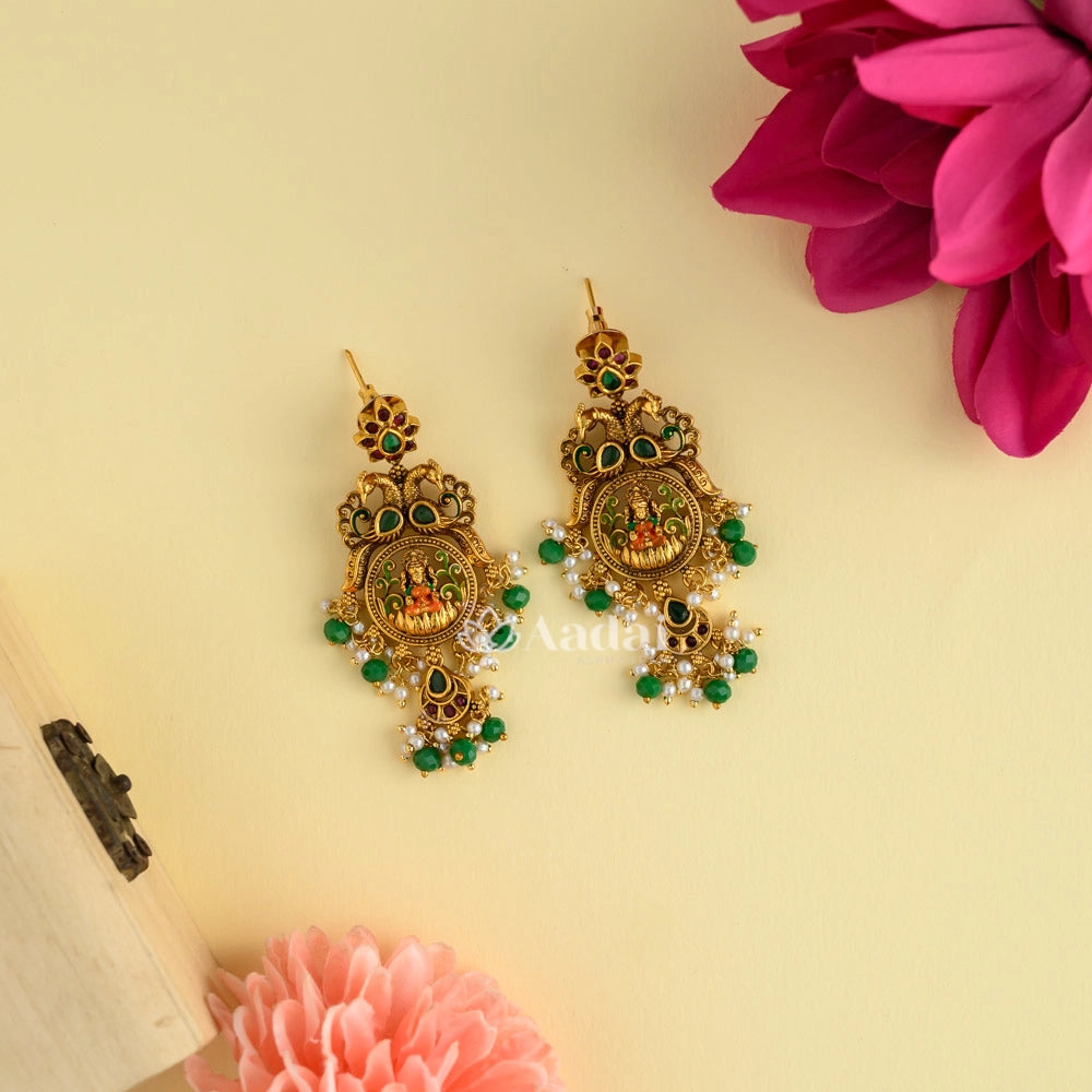 Intricately Designed Lakshmi Antique Enamel Haram