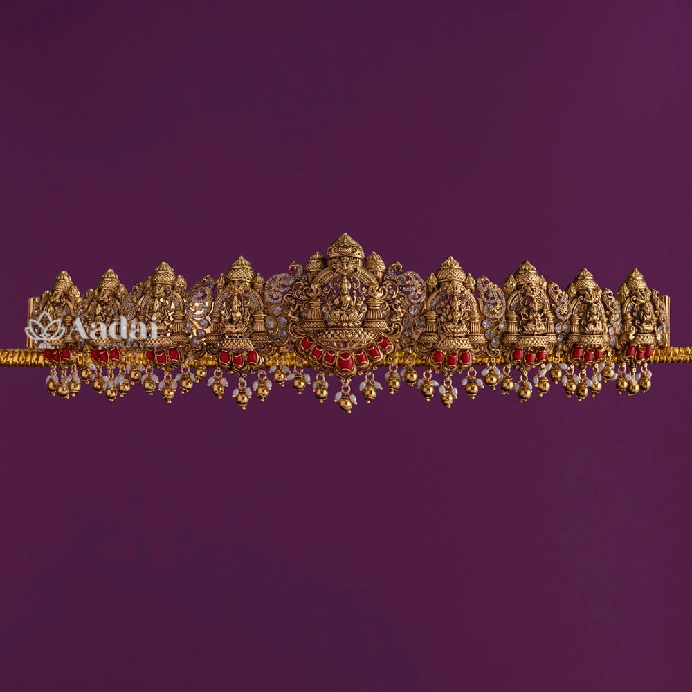 Coral Beads Antique Lakshmi Devi Hip Belt