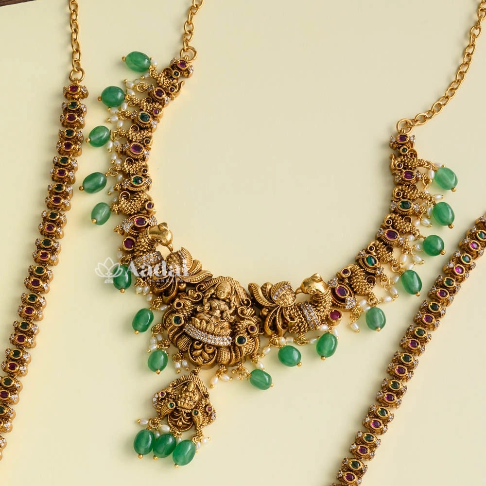 Semi Bridal Antique Nakshi Lakshmi Combo Set