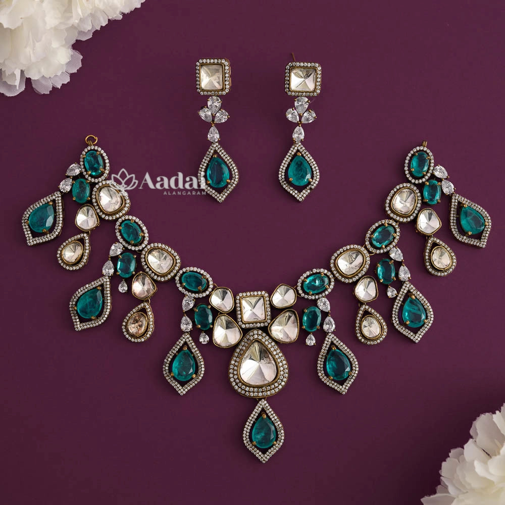 Blue Polki Royal Necklace