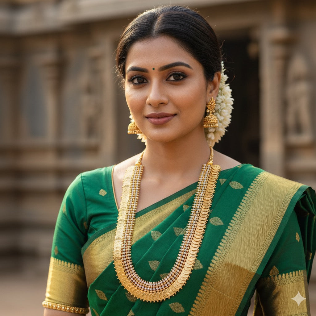 Classic Kasu Malai With Double Layer Stone