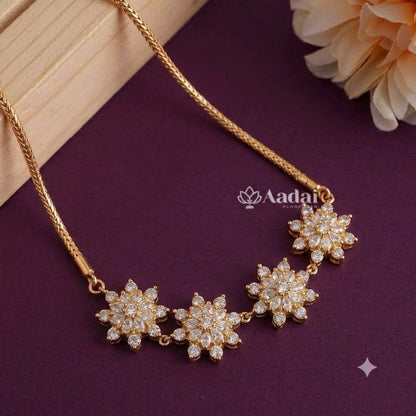 Sparkling Diamond Replica Floral Mogappu Chain