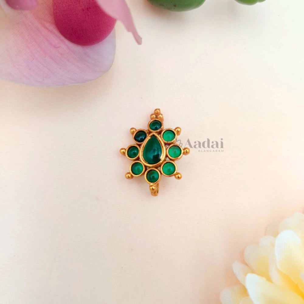 Floral nose pin - Green