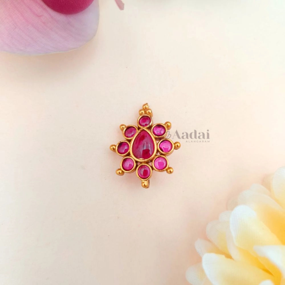 Floral nose pin - Ruby