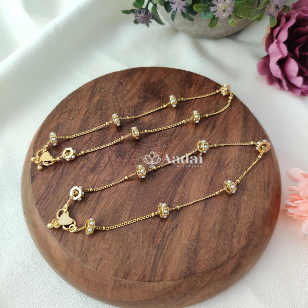 Simple chain anklet - Pearl