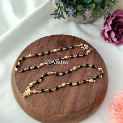 Black beads with gold beads anklet