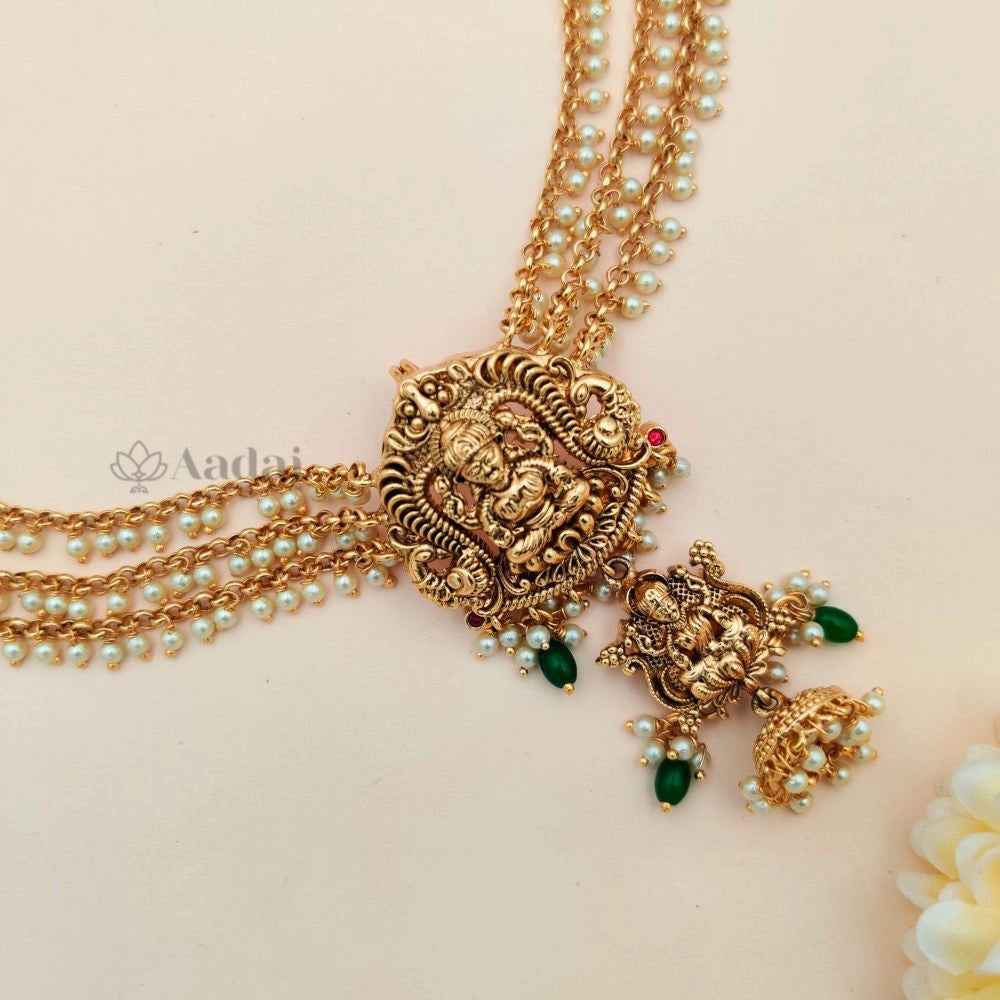 Antique Lakshmi Jadai Billai with Mattal - Green