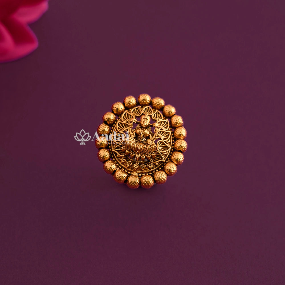 Antique Floral Lakshmi Finger Ring