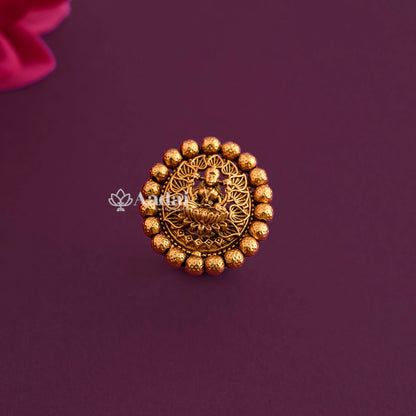 Antique Floral Lakshmi Finger Ring