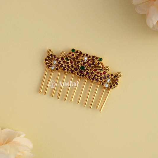Dual Peacock Kemp Hair Brooch