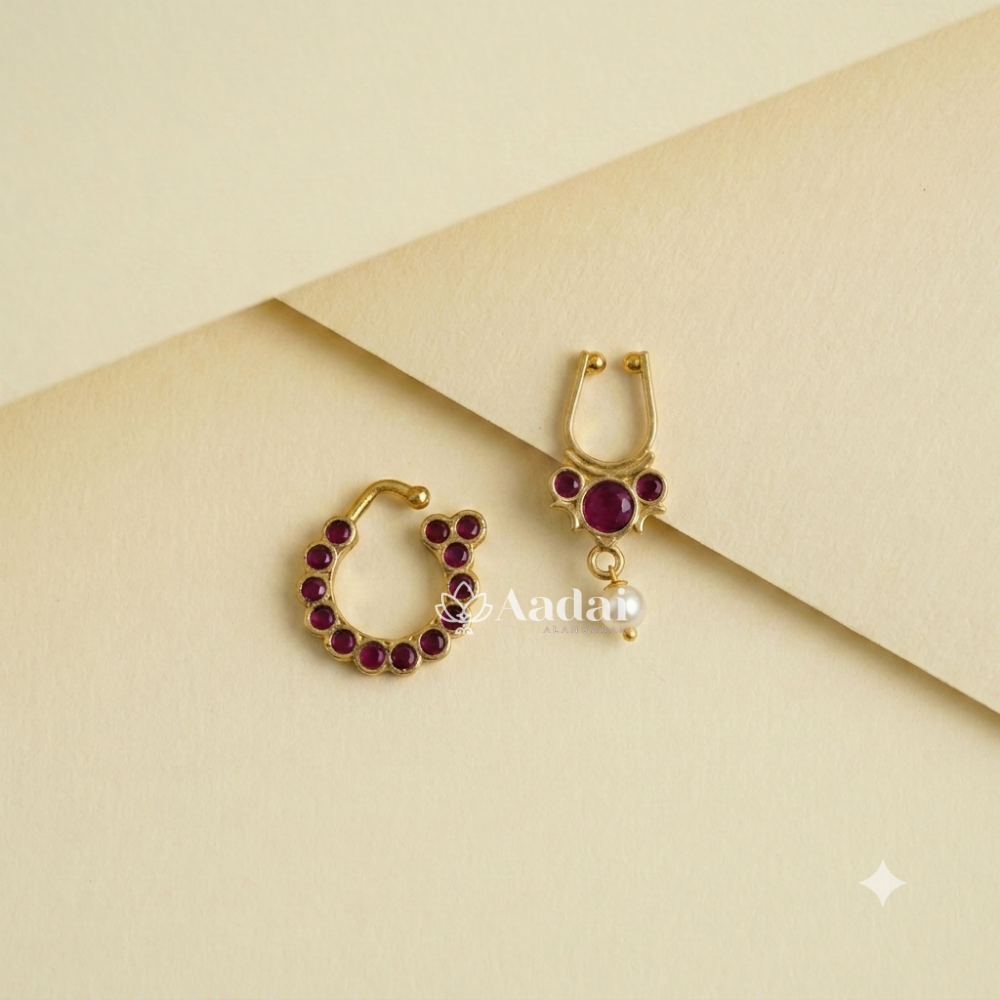 Twinkle Classic Nose Pin With Septum - Ruby