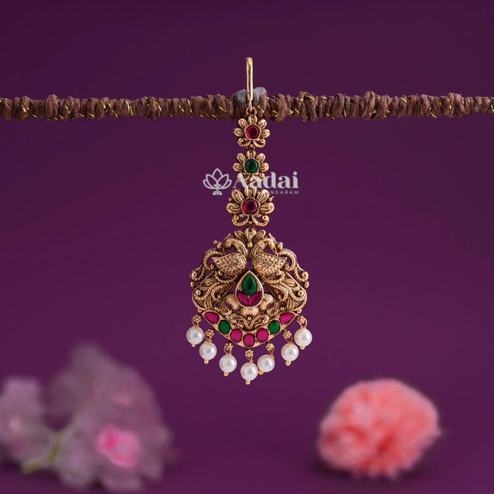 Antique Dual Peacock Floral Tikka
