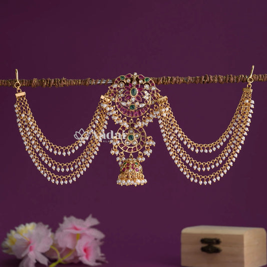 Floral Kemp Chand Bali Billai With Mattal 