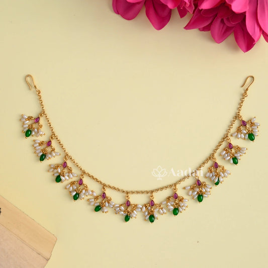 Trendy Green Beads Dangling Hair Accessories 