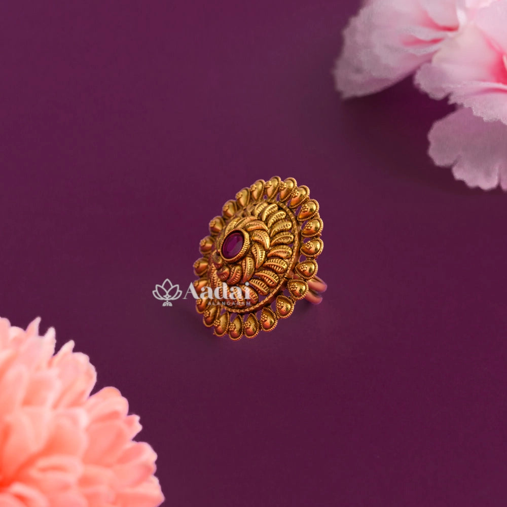 Antique Floral Adjustable Finger Ring